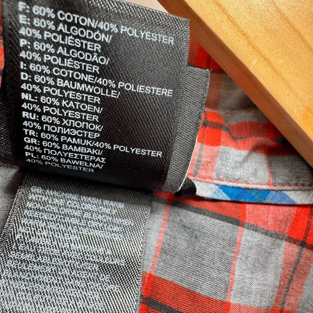 The North Face Shirt Mens Small Gray Red Plaid Snap Up‎ Shorts Sleeve Gorpcore